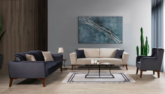 Sofagarnitur 3+3+1 Sitzer Sofa Couchgarnitur Textil Sessel Wohnzimmer