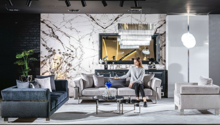Sofagarnitur 3+3+1 Anrichte Spiegel Couchtisch Sitzer Garnitur Design
