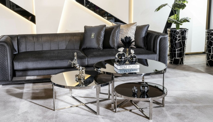 Wohnzimmer Couchtische Luxus Design 3tlg. Holz grau Stil Modern Tisch