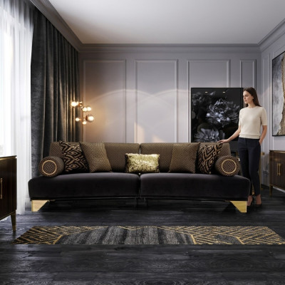 Dreisitzer Sofa 3 Sitzer Luxus Sofas Wohnzimmer Couch Stoff Couchen 260cm Möbel