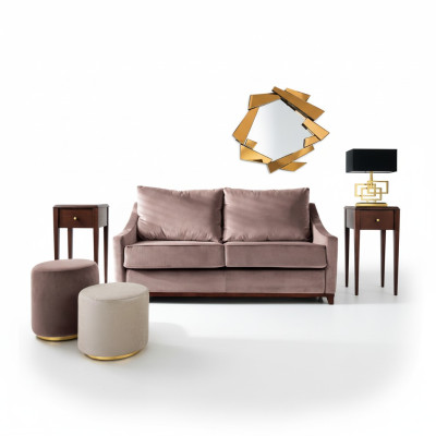 Wohnzimmer Set Sofa Couch Beistelltisch Hocker Sofas Couchen Möbel Textil 3tlg.