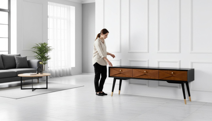 Konsolentisch Tisch Konsole Kommode Sideboard Holz Modern Luxus Braun Design Neu
