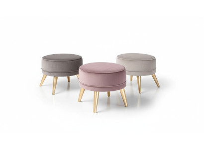 Hocker Sitzhocker Ottomane Pouf Modern Luxus Stoff Design Wohnzimmer Rosa Runder