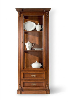 Vitrine Schränke Vitrinen Schrank Holz Möbel Wohnzimmer Klassische Barock Braun