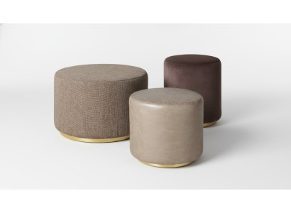 Gruppe Hocker Fußhocker Polyester Wohnzimmer Sitz Stoff Beige Luxus Sitzer 3tlg