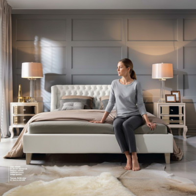 Luxus Schlafzimmer Bett Nachttisch Garnitur Doppelbett Betten 3tlg Modern Weiß