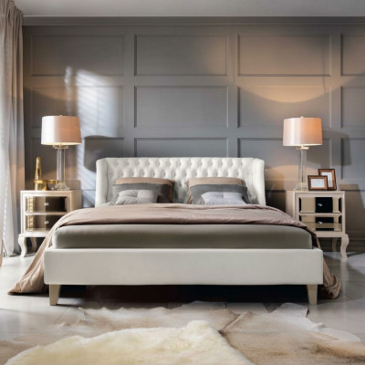 Luxus Schlafzimmer Bett Nachttisch Garnitur Doppelbett Betten 3tlg Modern Weiß