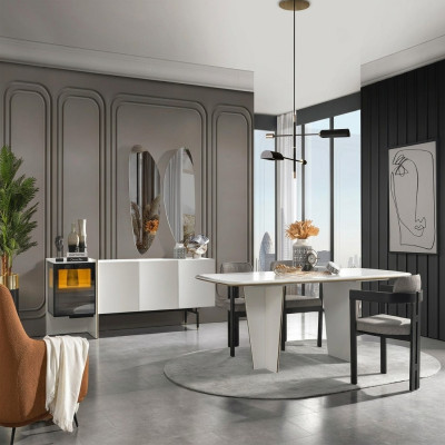 Essgruppe Garnitur Esszimmer Esstisch Luxus Stühle Essecke 9tlg Weiß