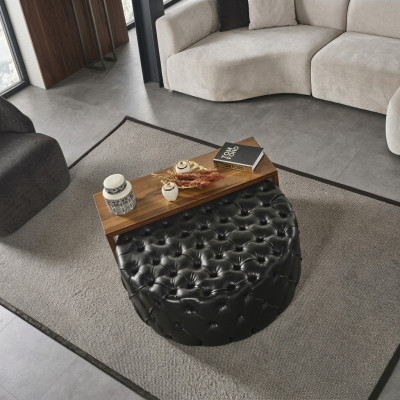 Couchtisch Tisch Beistelltisch Wohnzimmer Modern Schwarz Kunstleder