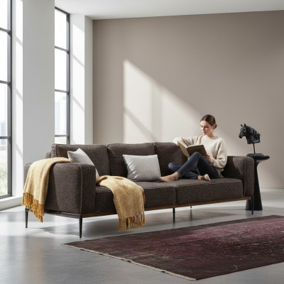 Viersitzer Sofa 4 Sitzer Stoff Sofas Modern Design Wohnzimmer Grau