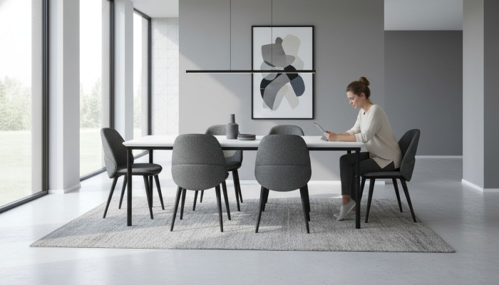 Esszimmer Gruppe Esstisch Stühle Tisch Holz Set 7tlg Grau Modern Set