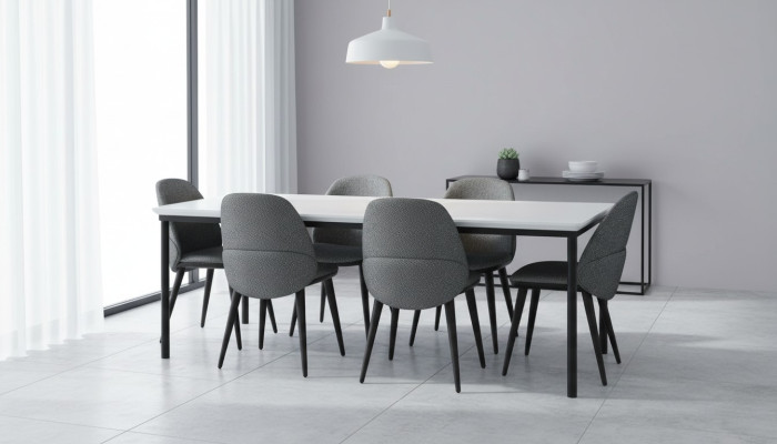 Esszimmer Gruppe Esstisch Stühle Tisch Holz Set 7tlg Grau Modern Set