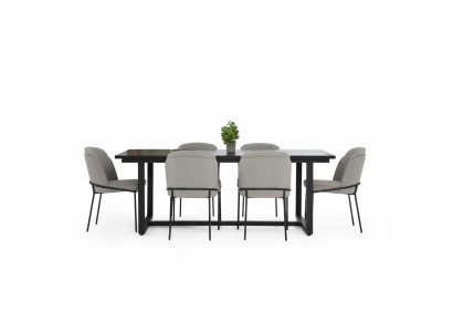 Essecke Essgruppe Esszimmer Esstisch Stühle 7tlg Holz Grau Set Neu 