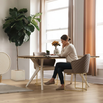 Essgruppe Esszimmer Luxus Essecke Esstisch Tisch Stühle Braun Set 5tlg