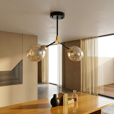 Lampen Kronleuchter Deckenleuchter Lüster Deckenlampe Glas Gold Modern