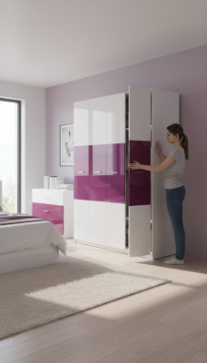 Lila Schrank Schränke Kleiderschrank Holz Hochglanz Kleiderschränke Kinderzimmer