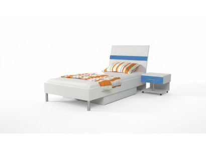 Bett + Nachttisch Schlafzimmer Jugendzimmer Kinderzimmer Set Möbel 2tlg. Blau