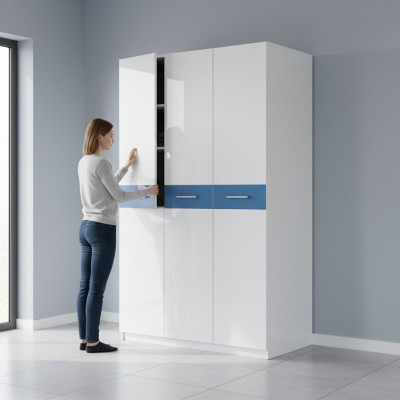 Kleiderschrank Schrank für Jugendzimmer Möbel Design Jugend Schlafzimmer blau