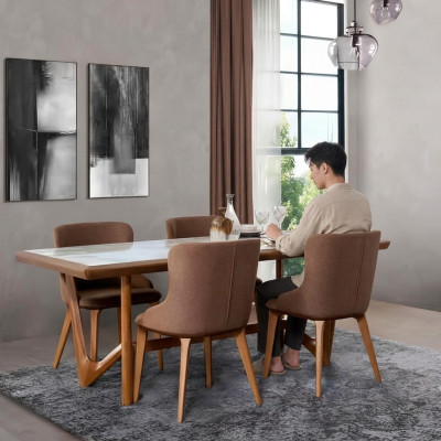 Luxus Set Esszimmer Esstisch Stuhl Tisch Tische Stühle Holz Design 5 tlg Neu