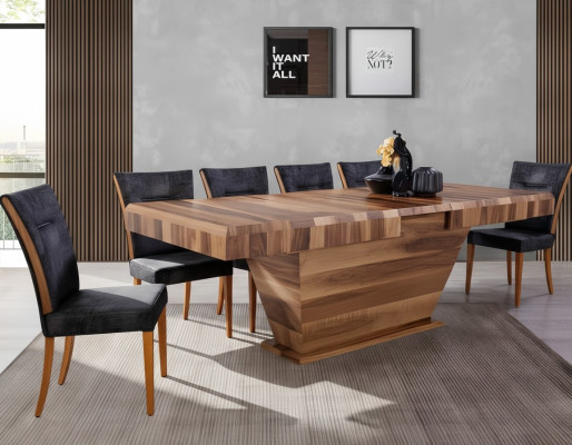 Tisch + 6Stuehle Set Garnitur Polster 7tlg Neu Designer Holz Ess Wohn Zimmer Set