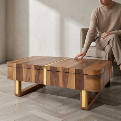 Wohnzimmer Holz Tische Beistell Luxus Stil Tisch Couchtisch Beistelltisch