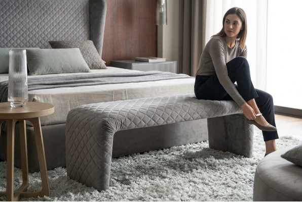 Designer Hocker Fußhocker Beistellhocker Ottomane Chaiselounge Sitzbank Textil