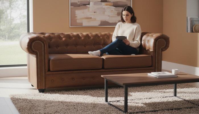 Chesterfield Sofa Stoff Grau Sofas Wohnzimmer Couch Sitzpolster Möbel