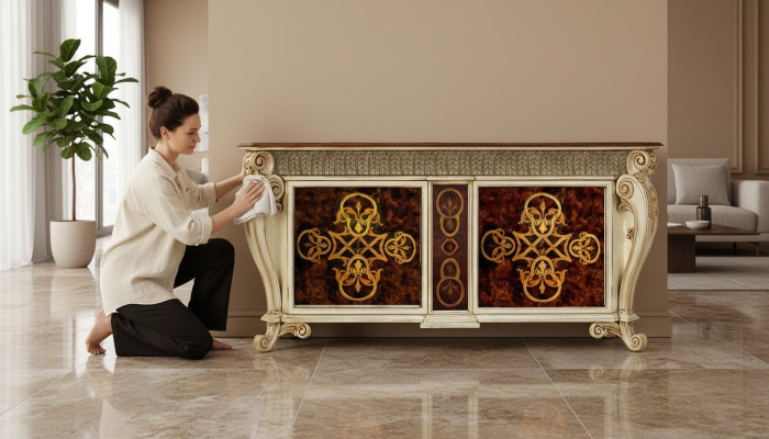 Sideboard Massiv Schrank Regal Holz Anrichte Schränke Luxus Möbel aus Italien