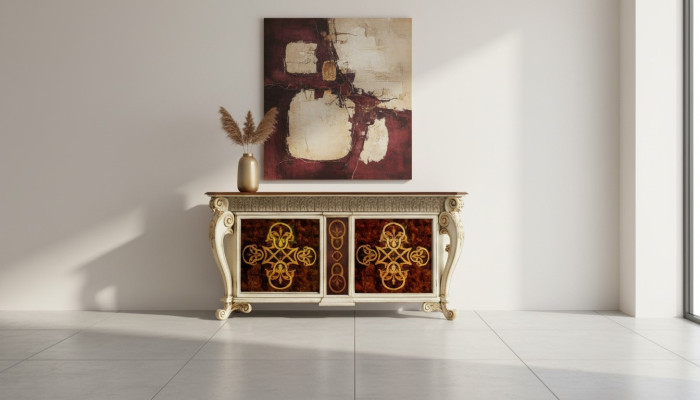 Sideboard Massiv Schrank Regal Holz Anrichte Schränke Luxus Möbel aus Italien