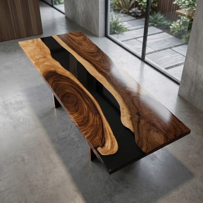 epoxid harz esstisch echtes holz massive möbel wasserfall epoxy tisch Möbel Neu