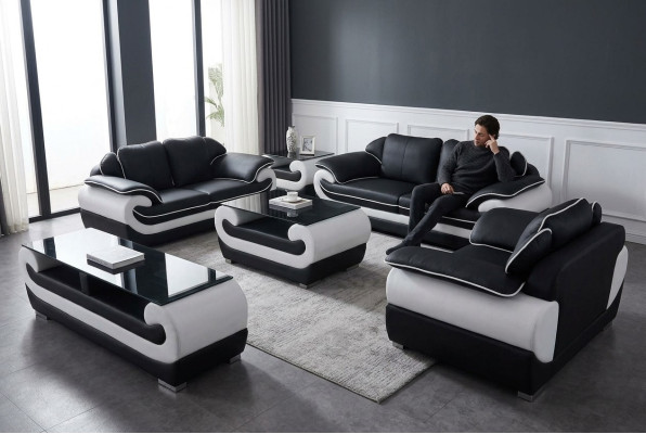 Sofagarnitur 5 tlg. rtv Couch Tisch 321 Sitz Garnitur Moderne Sessel Sofa + USB