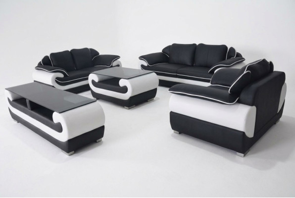 Sofagarnitur 5 tlg. rtv Couch Tisch 321 Sitz Garnitur Moderne Sessel Sofa + USB