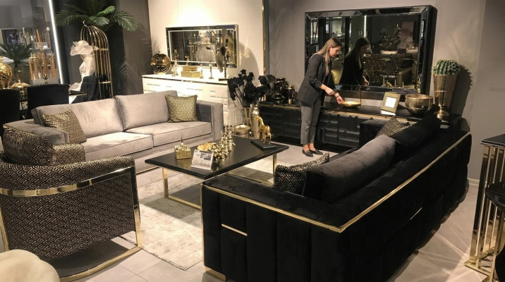Sofagarnitur 3+3 Sitzer Sofa Sessel Sofas Luxus Garnitur Set Samt Stoff Gruppe