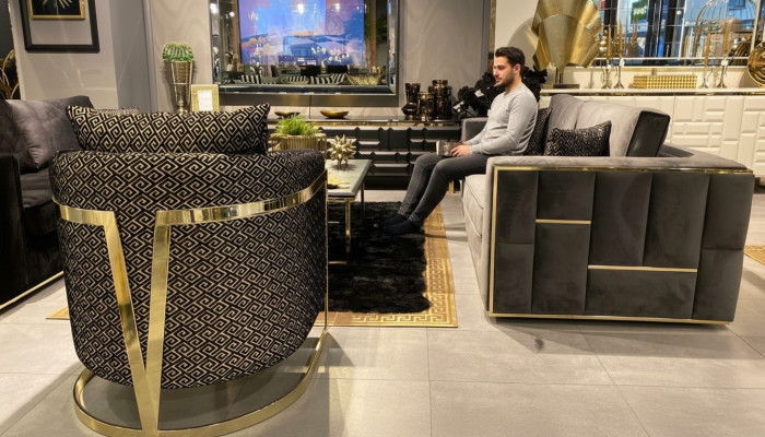 Design Sessel Luxus Klassische Modern Lehn Textil 1 Sitzer Möbel Einsitzer Sofa