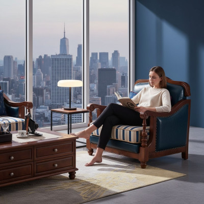 Design Leder Sessel Wohnzimmer Lounge Luxus Stuhl Design Möbel Blau