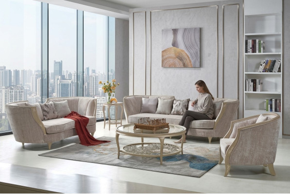 Luxus Sofagarnitur Hotel Möbel Sofa Couch Elegante Stil Stoffsofa
