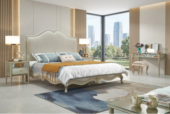 Bettrahmen Doppel Bettgestell Luxus Bett Holz Betten Beige Doppelbetten Hotel