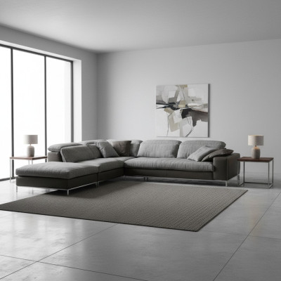 Design Ecksofa L-form Textile Couch Prianera Modern Sofas Polsterung Grau Neu
