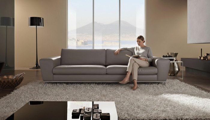 Modern Couch Leder Sofas Designsofa Dreisitzer Sitz Grau Sofa 3 Sitz Prianera