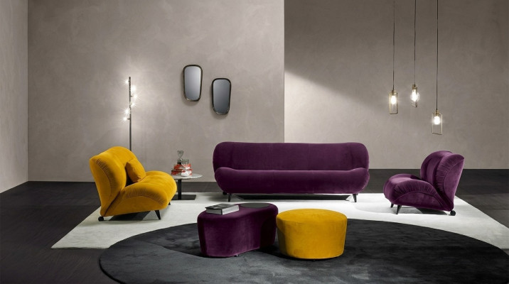 Moderne Sofagarnitur 3+2 Sitzer Sessel x2 Hocker Designer Couch-Set Stilvolle Wohnzimmermöbel
