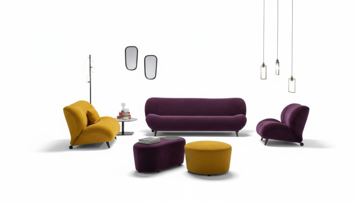 Moderne Sofagarnitur 3+2 Sitzer Sessel x2 Hocker Designer Couch-Set Stilvolle Wohnzimmermöbel