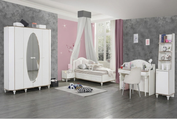 Schlafzimmer Set 5tlg. Bett Nachttisch Schreibtisch Kinderbett Möbel