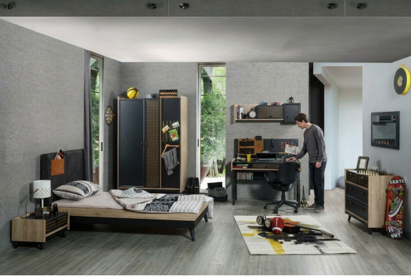Kinderzimmer Set Bett Nachttisch Kleiderschrank Kommode Schlafzimmer 6tlg.