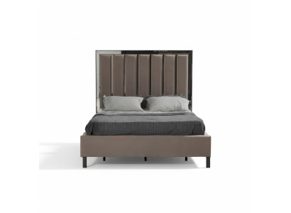 Betten Design Bett Polster Schlafzimmer Hotel Design Doppelbett Metall Taupe Neu