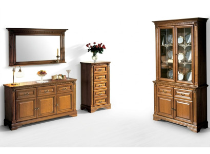 Wohnzimmer Schrank Kommode Italien Spiegel klassisches Set 3tlg Holz