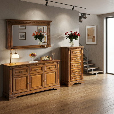 Kommode 160cm mit Spiegel Landhaus Stil Möbel Kommoden Sideboard Holz