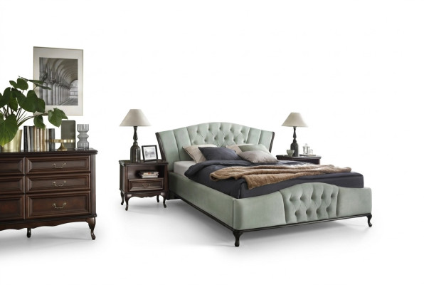 Grünes Chesterfield Bett mit Holz Schlafzimmer Möbel Betten Königlich