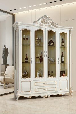 Vitrine Schränke Vitrinen Holz Luxus Wohnzimmer Möbel Schrank Barock