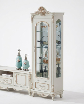 Vitrine Holz Single Vitrinen Glasschrank Schränke Möbel Art déco Weiß