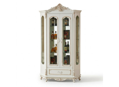 Klassische Vitrine Glaschrank Holz Schrank Weiß Schränke Möbel Einrichtung